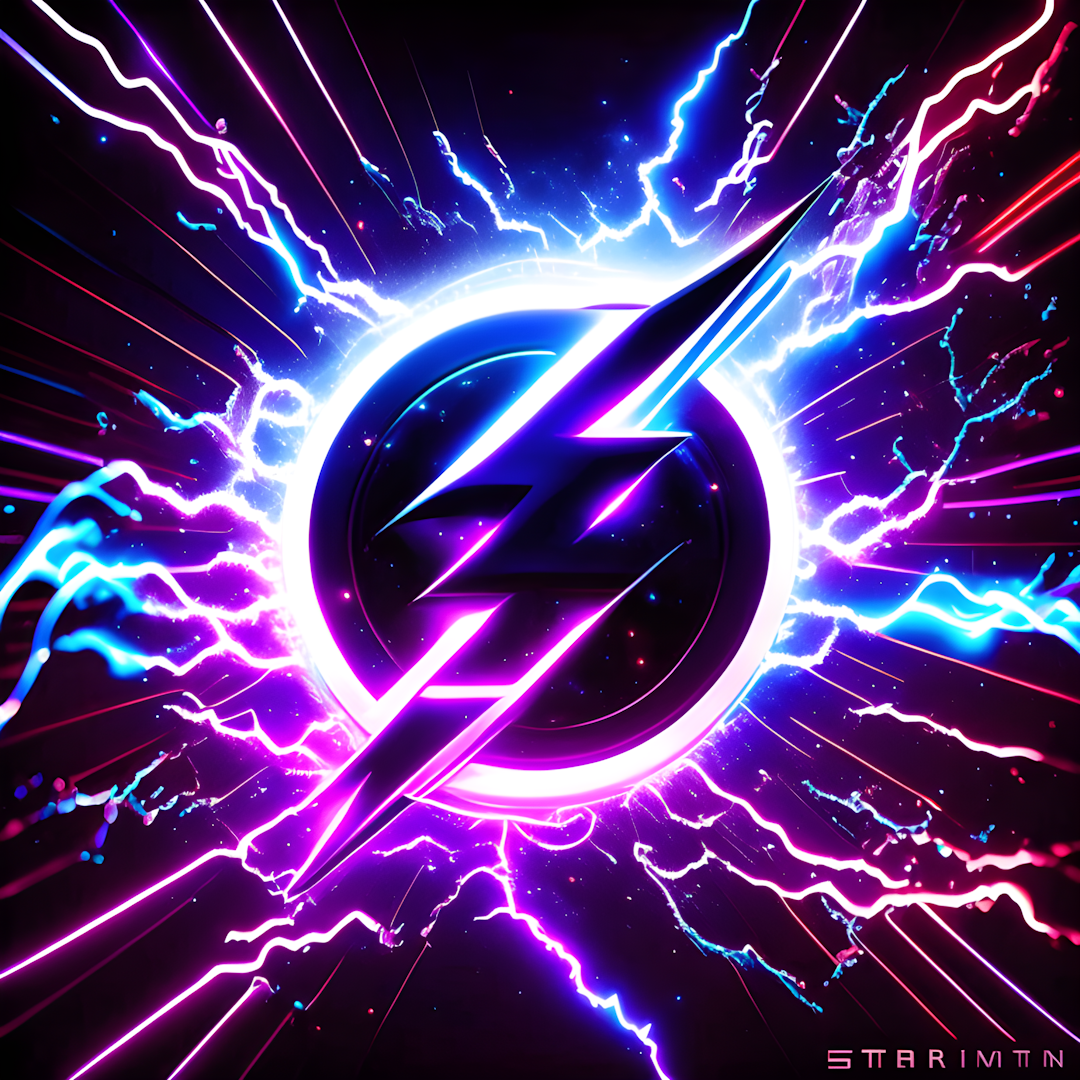 Elvis's TCB logo, but with a futuristic twist - a holographic version of the lightning bolt running through a spiral galaxy. --fp1k-beauty  